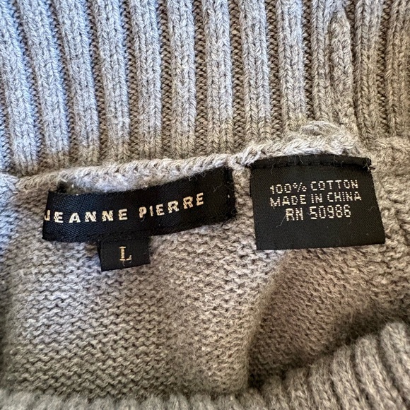 Jeanne Pierre 100% Cotton Gray Funnel Neck Sweater Women’s Large - Picture 7 of 9